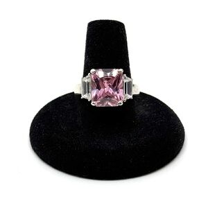 Sterling Silver Pink CZ Cocktail Ring Size 9